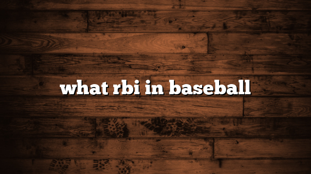 what rbi in baseball